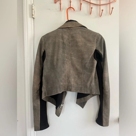 Veda Brown Speckled asymmetrical leather zip front jacket - Picture 2 of 8